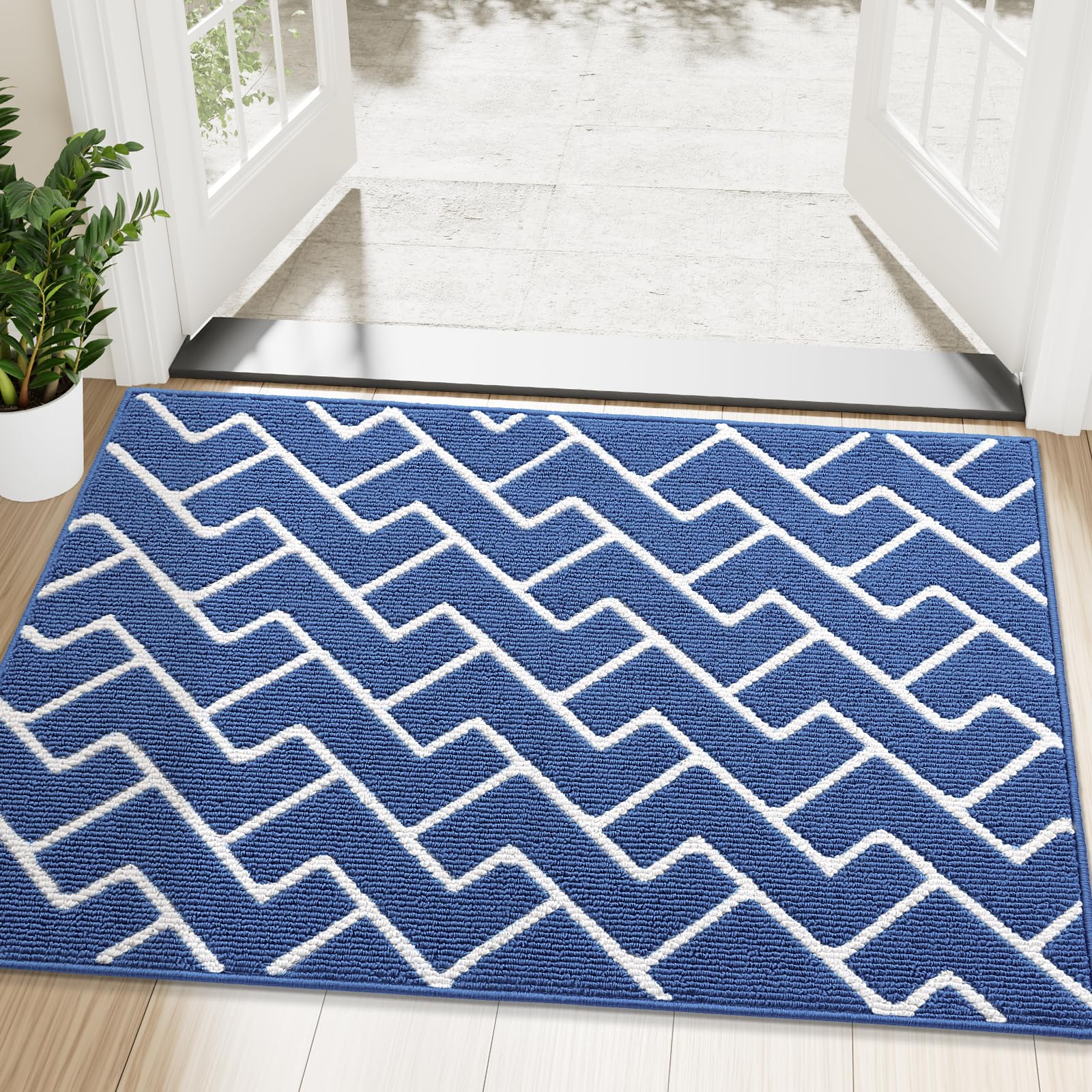 OLANLY Front Door Mat, Non-Slip Rubber Backing, Dirt Resistant and Absorbent, Washable, Easy to Clean Low-Profile Indoor Doormat for Back Door, Entryway, Inside Entrance, 32x20, Grey