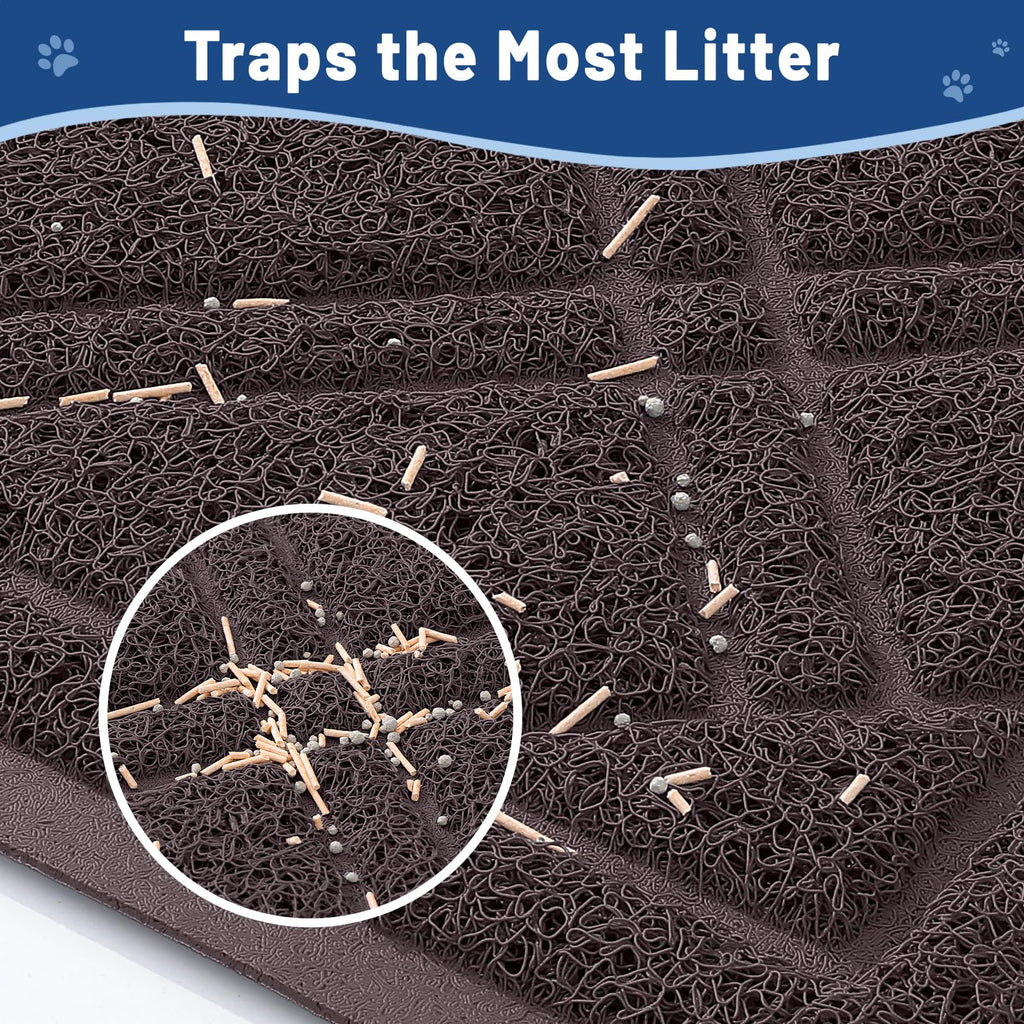 Smiry Cat Litter Box Mat 30x17, Non-Slip Water Resistant Litter Trapping Mat, Easy Clean Less Waste and Urine-Locking Cat Carpet for Indoor, Grey