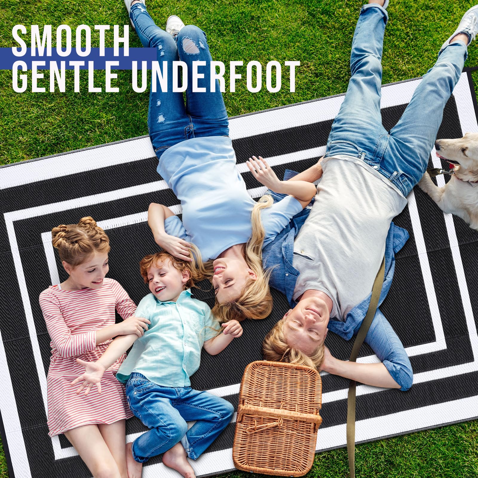 OLANLY Outdoor Rug 5x8 ft Waterproof, Reversible Outdoor Plastic Straw Rug, RV Mat, Indoor Outdoor Carpet Clearance for Patio, Camping, Balcony, Deck, Backyard, Grey & White