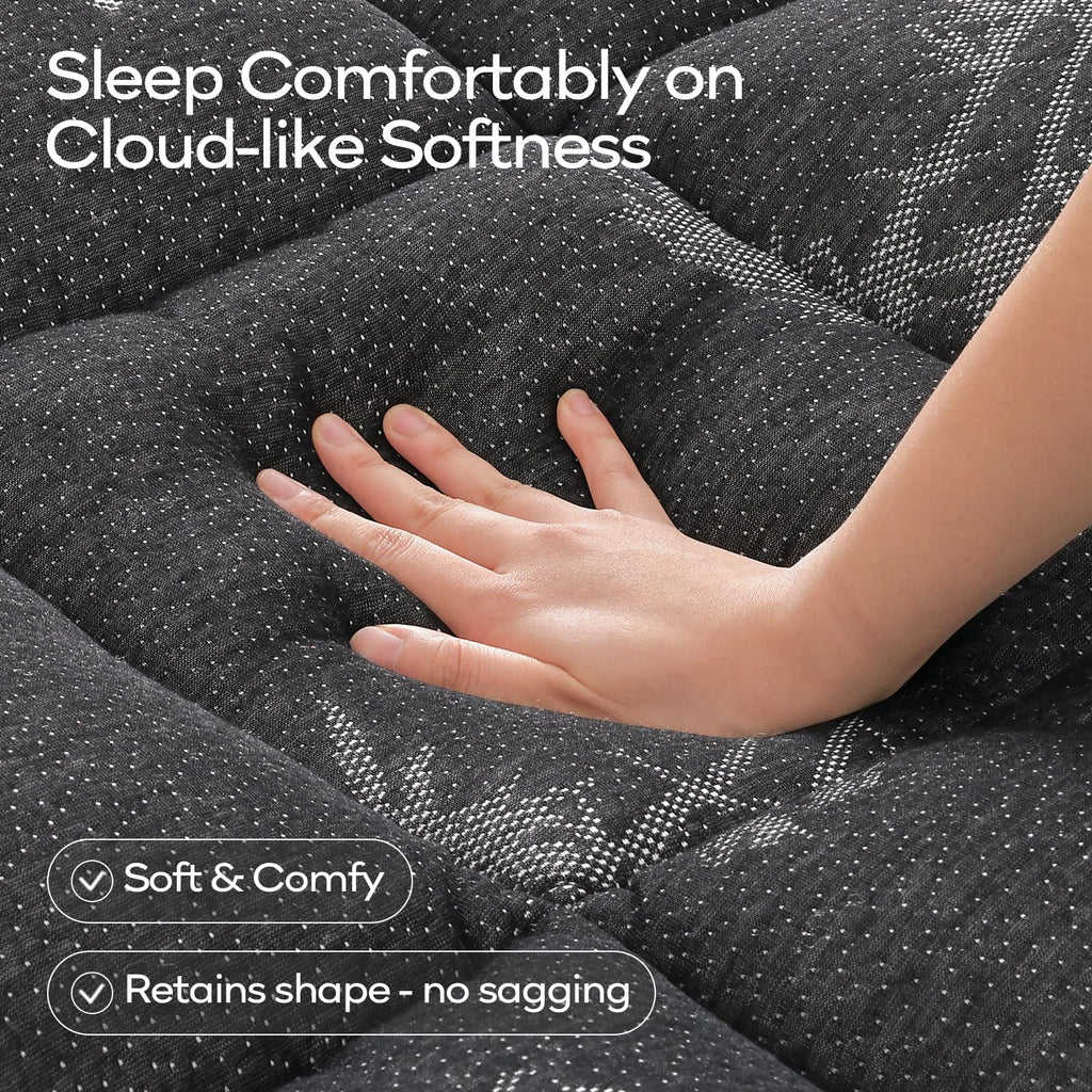 OLANLY Queen Mattress Topper – Viscose Made from Bamboo, Cooling Soft Queen Pillow Top Mattress Pad for Back Pain Relief, Plush Down Alternative Fill Bed Topper with Elastic Deep Pocket, Dark Gray