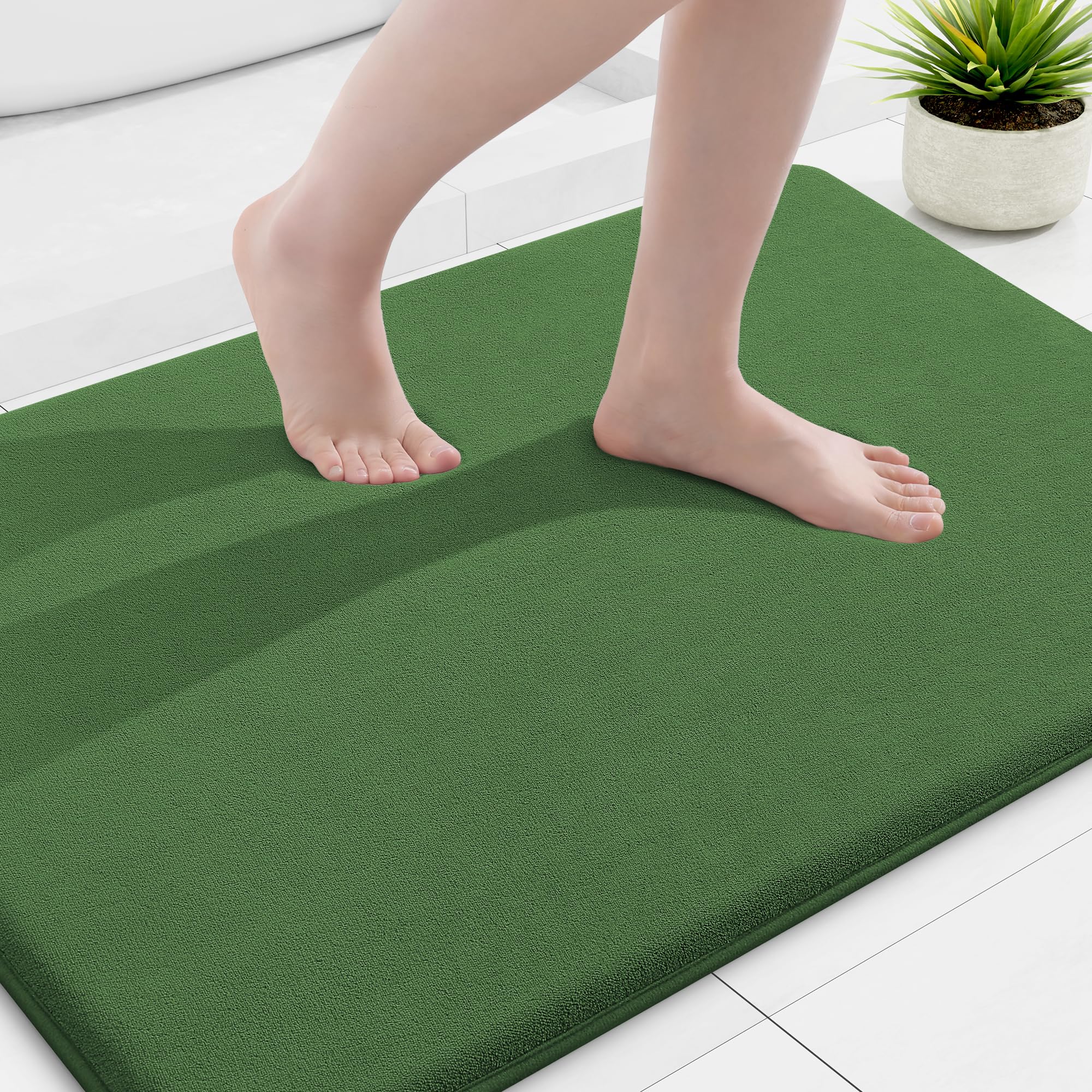 Smiry Memory Foam Bath Mat 30x20, Extra Soft and Absorbent Bathroom Mats, Non Slip Washable Carpet for Floor, Shower and Tub, Black