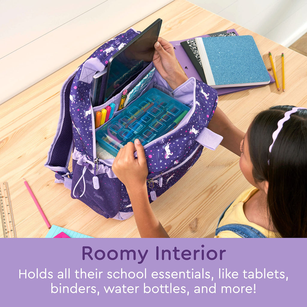 Bentgo Kids Backpack - Lightweight 14” Backpack in Fun Prints for School, Travel, & Daycare, Ideal for Ages 4+, Roomy Interior, Durable & Water-Resistant Fabric, & Loop for Lunch Bag (Trucks)