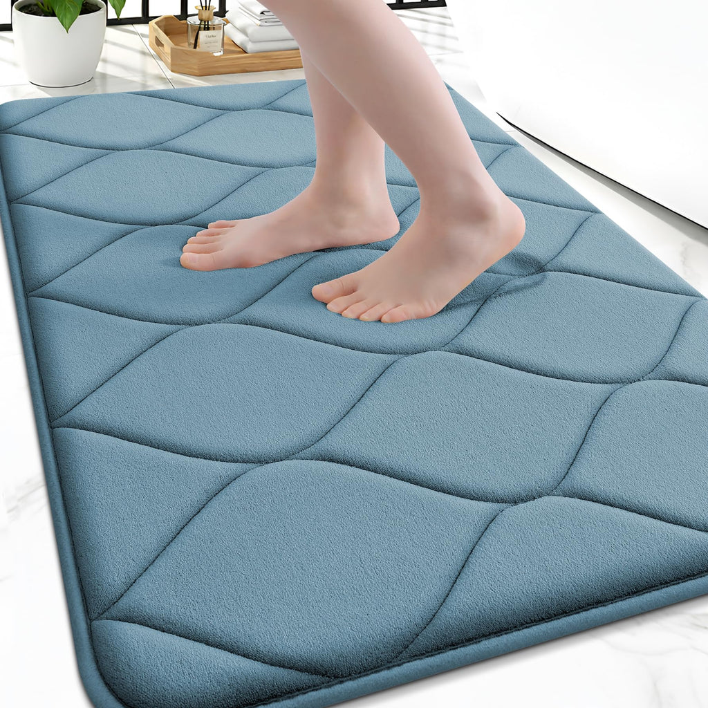 Smiry Memory Foam Bath Mat 30''x20'', Ultra Soft Non-Slip Bathroom Rug, Plush Water Absorbent Quick Dry and Machine Washable Floor Mat for Shower, Tub & Home Decor, Grey