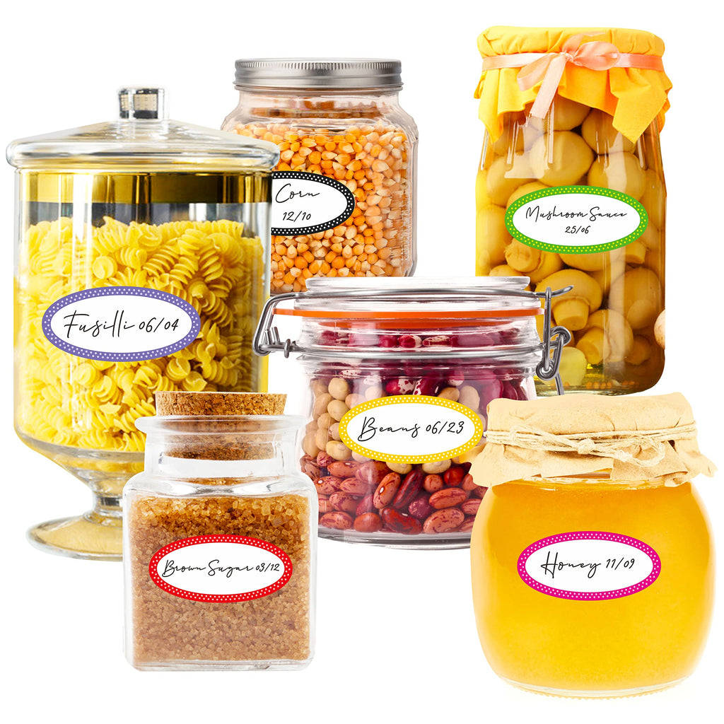500 Removable Freezer Pantry Canning Labels Set Water Oil Resistant with Perforation Line for Food Containers Jars Kitchen Restaurant Storage Organization