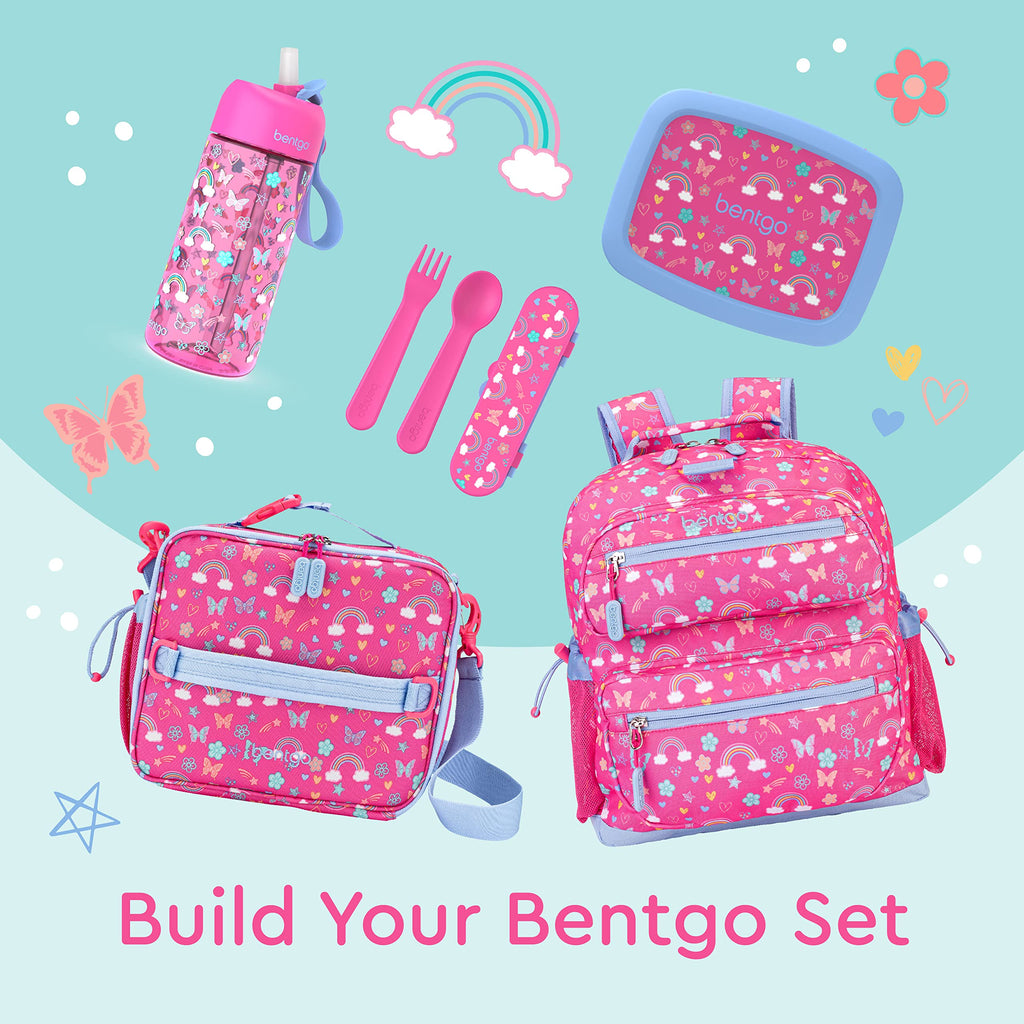 Bentgo Kids Backpack - Lightweight 14” Backpack in Fun Prints for School, Travel, & Daycare, Ideal for Ages 4+, Roomy Interior, Durable & Water-Resistant Fabric, & Loop for Lunch Bag (Trucks)