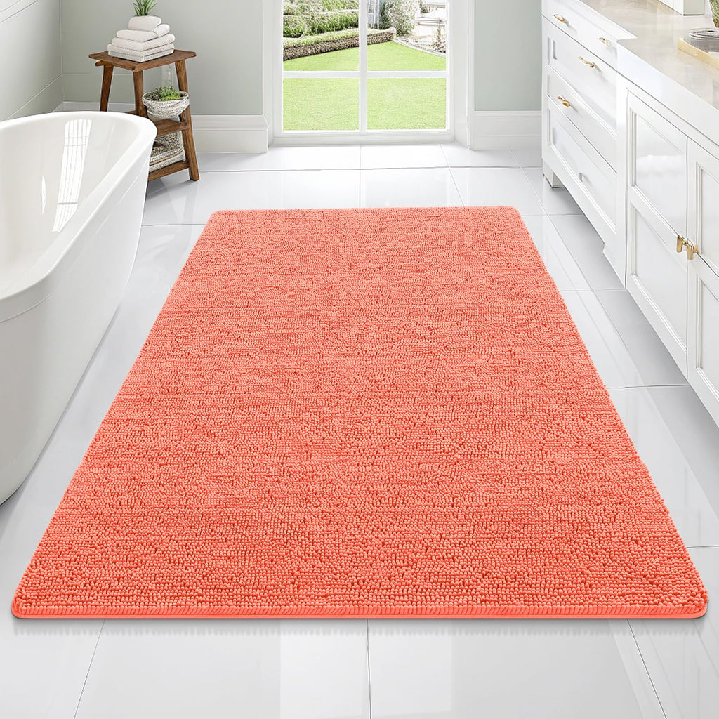 OLANLY Bathroom Rugs 30x20, Extra Soft Absorbent Chenille Bath Rugs, Rubber Backing Quick Dry, Machine Washable Bath Mats for Bathroom Floor, Tub and Shower, Home Decor Accessories, Grey