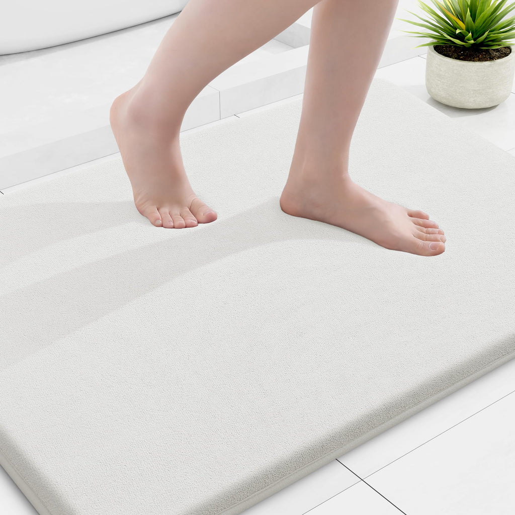 Smiry Memory Foam Bath Mat 30x20, Extra Soft and Absorbent Bathroom Mats, Non Slip Washable Carpet for Floor, Shower and Tub, Black