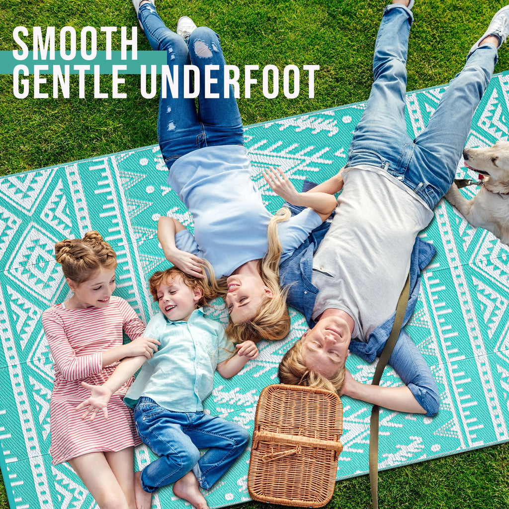 OLANLY Outdoor Rug Waterproof 5x8 ft, Reversible Outdoor Plastic Straw Rug, Boho Patio Rug, Indoor Outdoor Carpet, RV Mat Outside for Patio, Camp, Picnic, Balcony, Deck, Backyard, Black & White