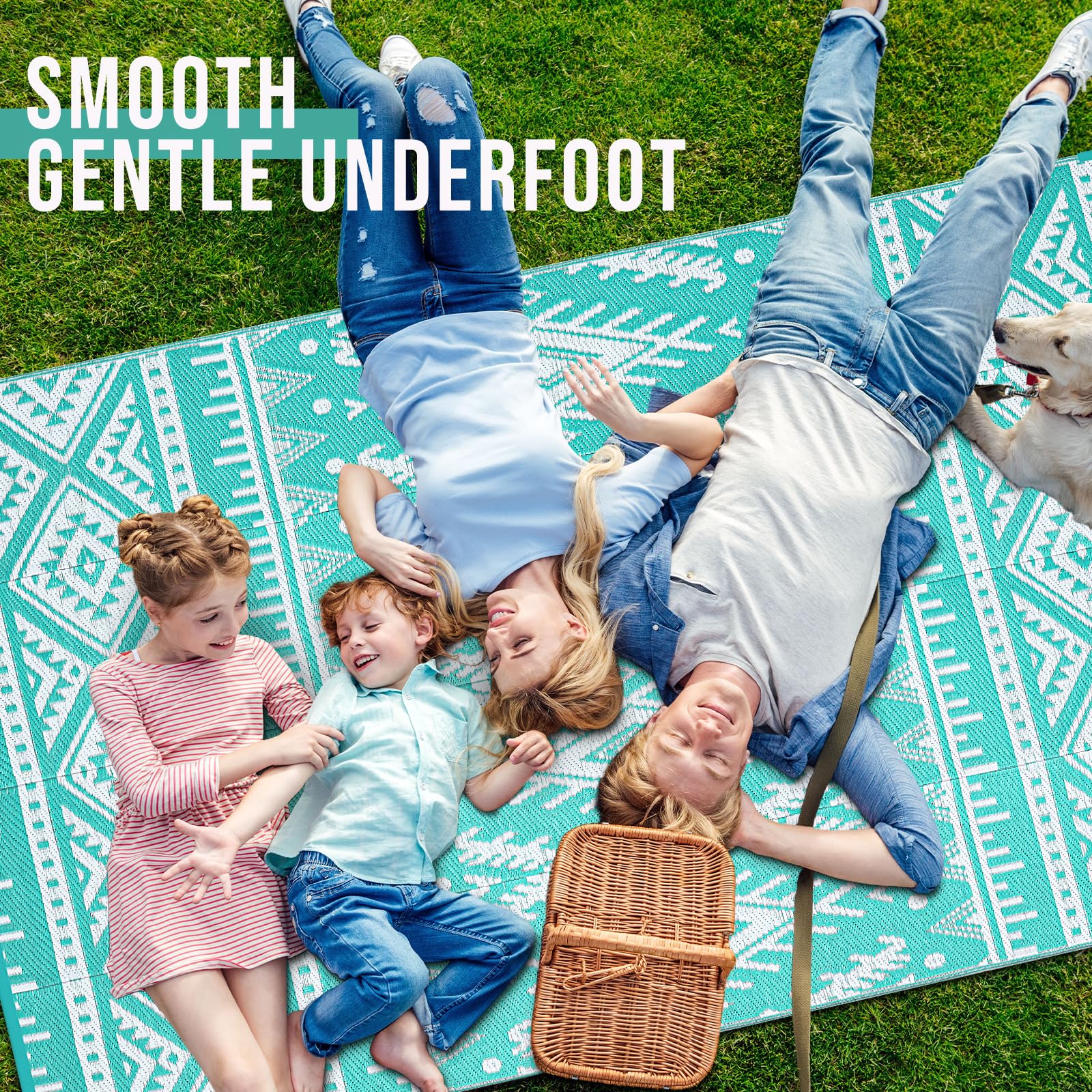 OLANLY Outdoor Rug Waterproof 5x8 ft, Reversible Outdoor Plastic Straw Rug, Boho Patio Rug, Indoor Outdoor Carpet, RV Mat Outside for Patio, Camp, Picnic, Balcony, Deck, Backyard, Black & White