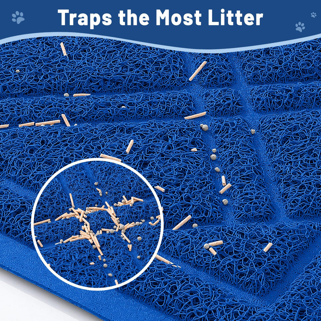 Smiry Cat Litter Box Mat 30x17, Non-Slip Water Resistant Litter Trapping Mat, Easy Clean Less Waste and Urine-Locking Cat Carpet for Indoor, Grey