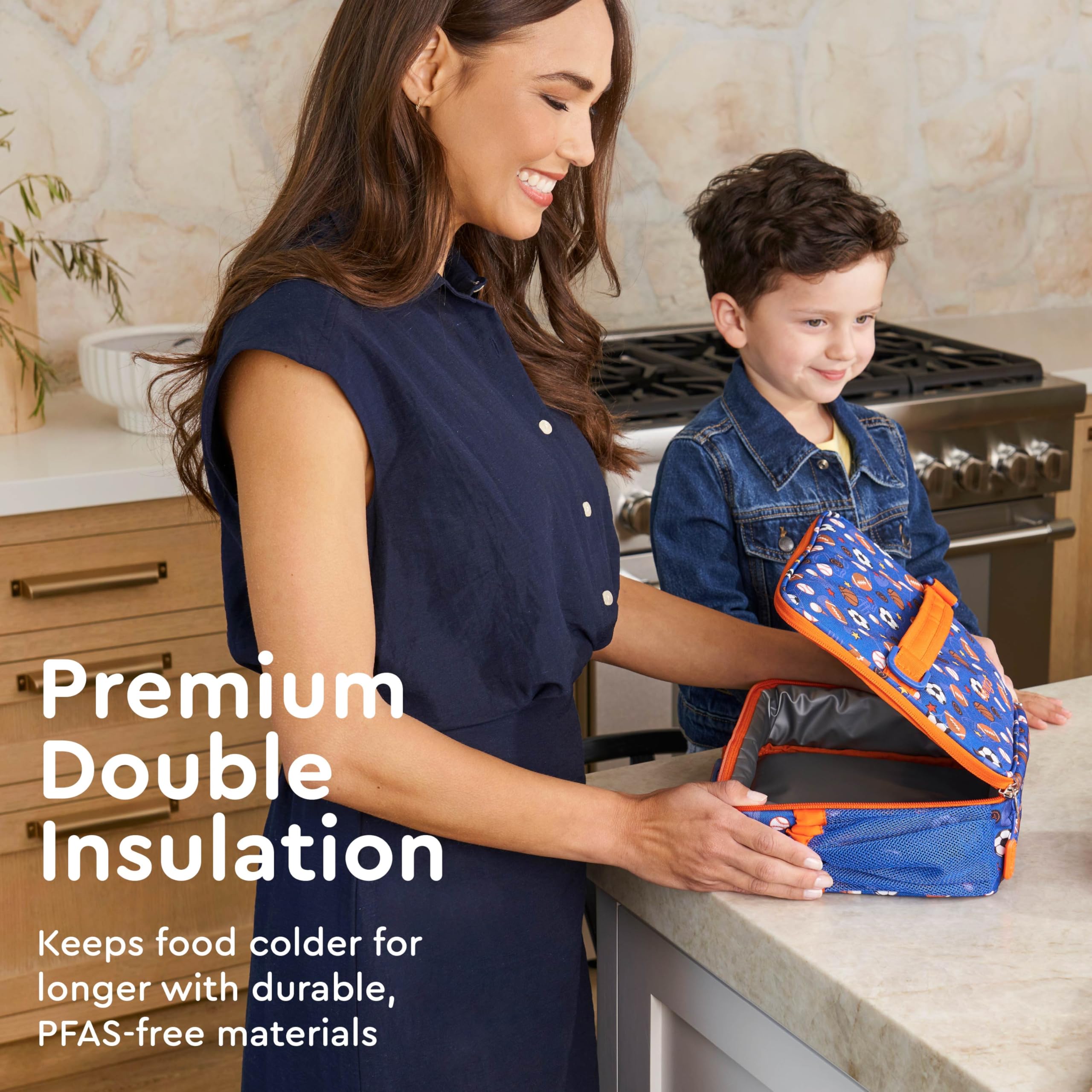 Bentgo Kids Lunch Bag - Durable, Double-Insulated Lunch Bag for Kids 3+; Holds Lunch Box, Water Bottle, & Snacks; Easy-Clean Water-Resistant Fabric & Multiple Zippered Pockets (Mermaid)