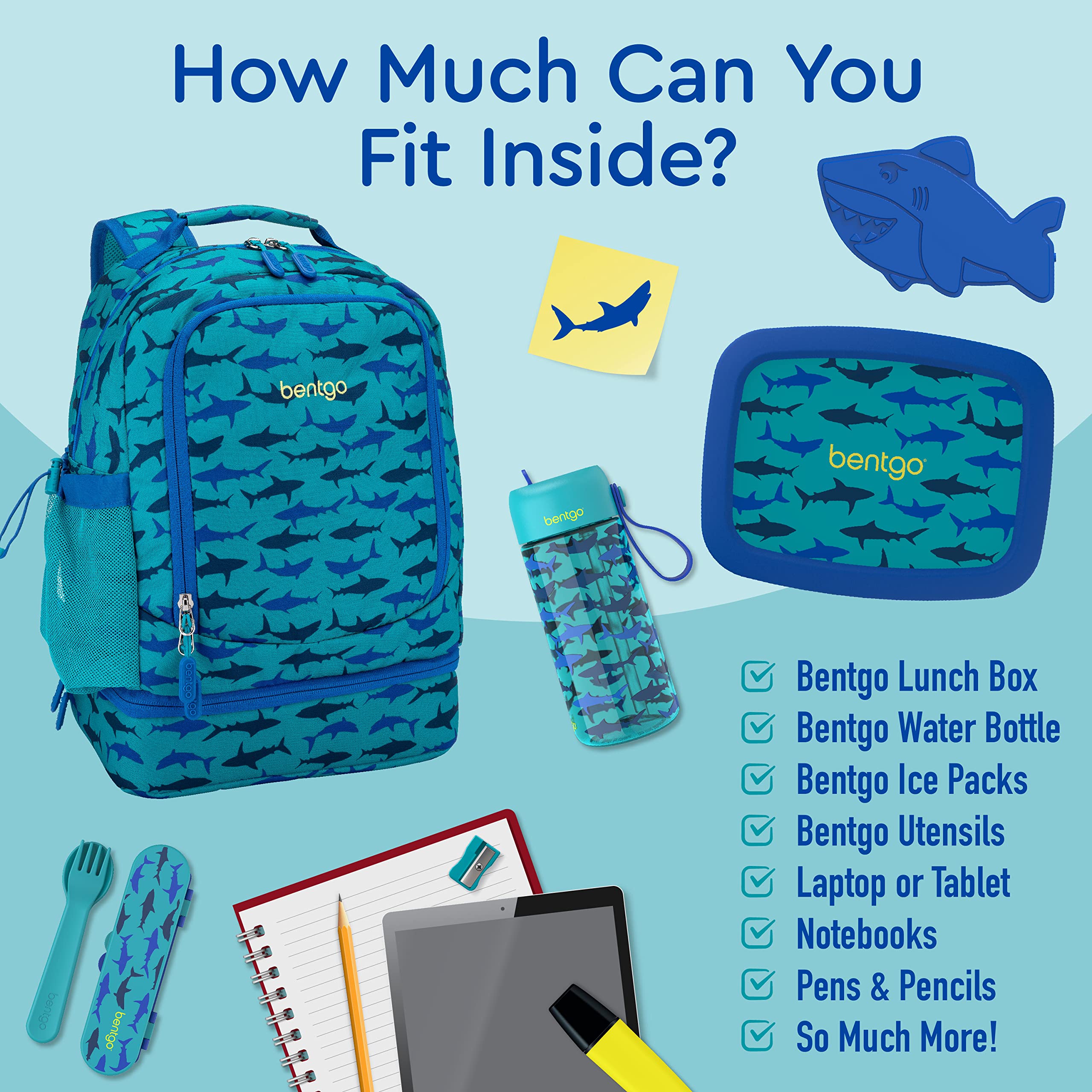 Bentgo Kids 2-in-1 Backpack & Insulated Lunch Bag - Durable 16” Backpack & Lunch Container in Unique Prints for School & Travel - Water Resistant, Padded & Large Compartments (Dinosaur)