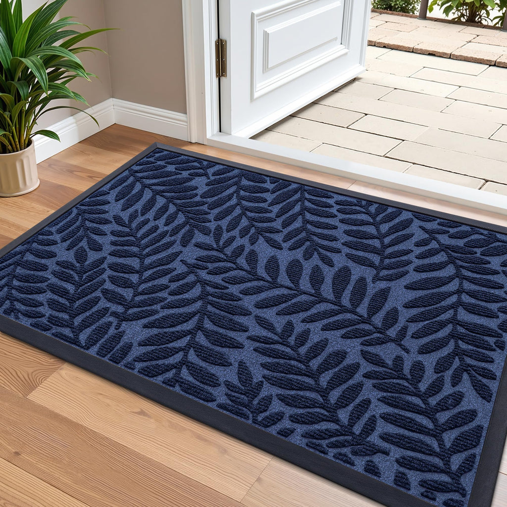 OLANLY Front Door Mat Outside Entrance 29.5x17, Absorbent, Heavy Duty Sturdy Natural Rubber Doormat Indoor Outdoor, Stain and Fade Resistant, Non-Slip Backing Low Profile Floor Mat for Entryway, Grey