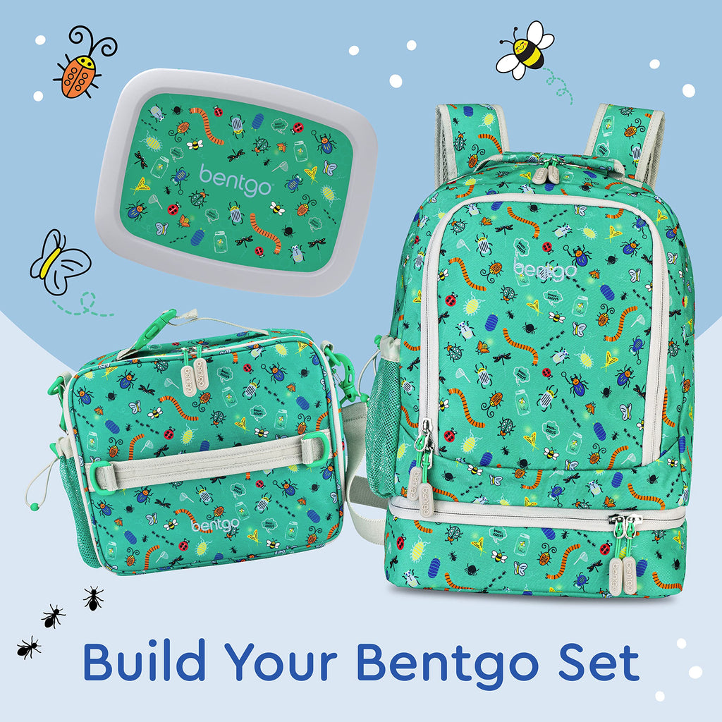 Bentgo Kids 2-in-1 Backpack & Insulated Lunch Bag - Durable 16” Backpack & Lunch Container in Unique Prints for School & Travel - Water Resistant, Padded & Large Compartments (Dinosaur)