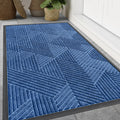 Smiry Front Door Mat Outside Entrance, Heavy Duty Sturdy Natural Rubber Doormat, Trap Dirt and Moisture, Easy Clean Low Profile Mats for Indoor Outdoor Entry, Irregular Triangle (29.5x17, Black)