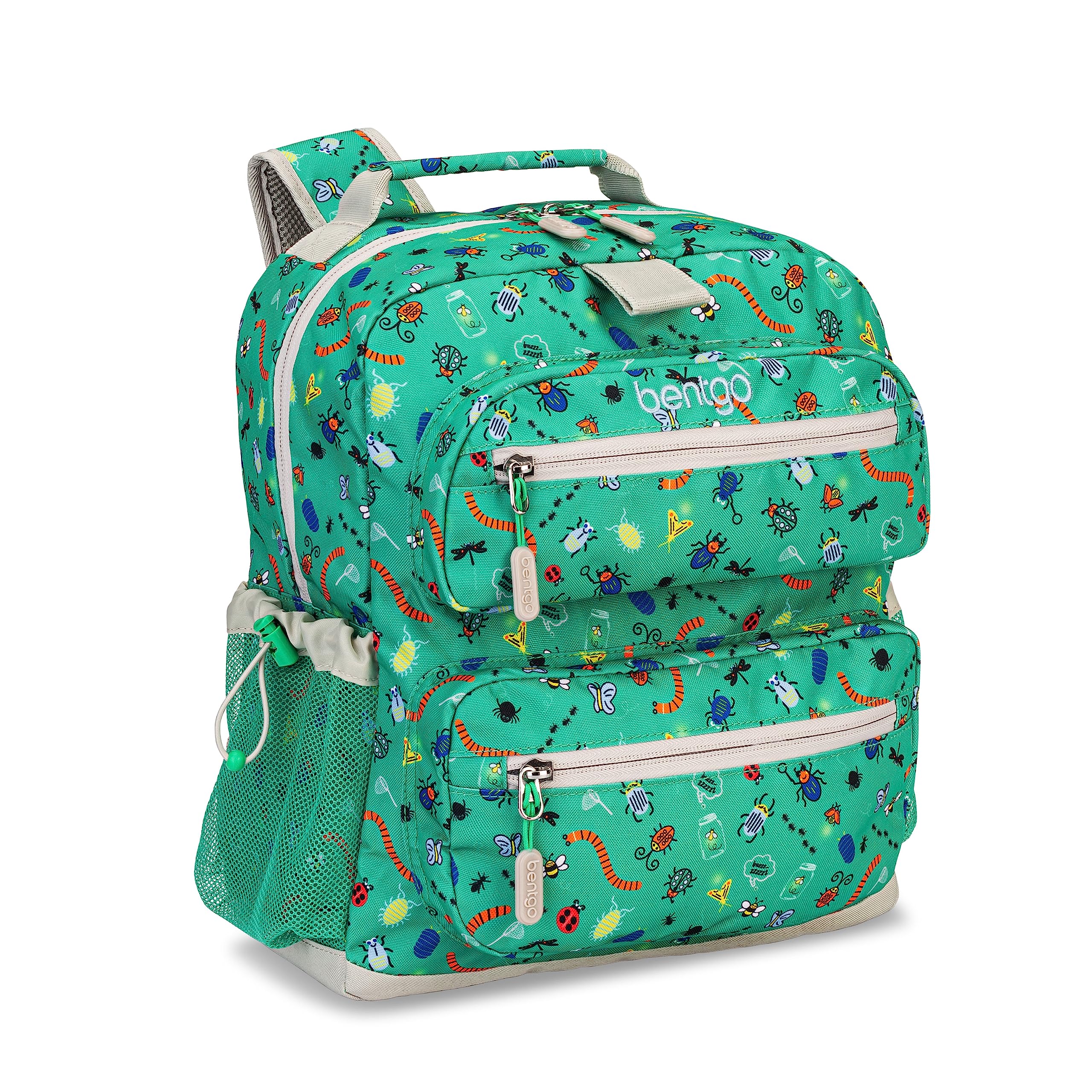 Bentgo Kids Backpack - Lightweight 14” Backpack in Fun Prints for School, Travel, & Daycare, Ideal for Ages 4+, Roomy Interior, Durable & Water-Resistant Fabric, & Loop for Lunch Bag (Trucks)