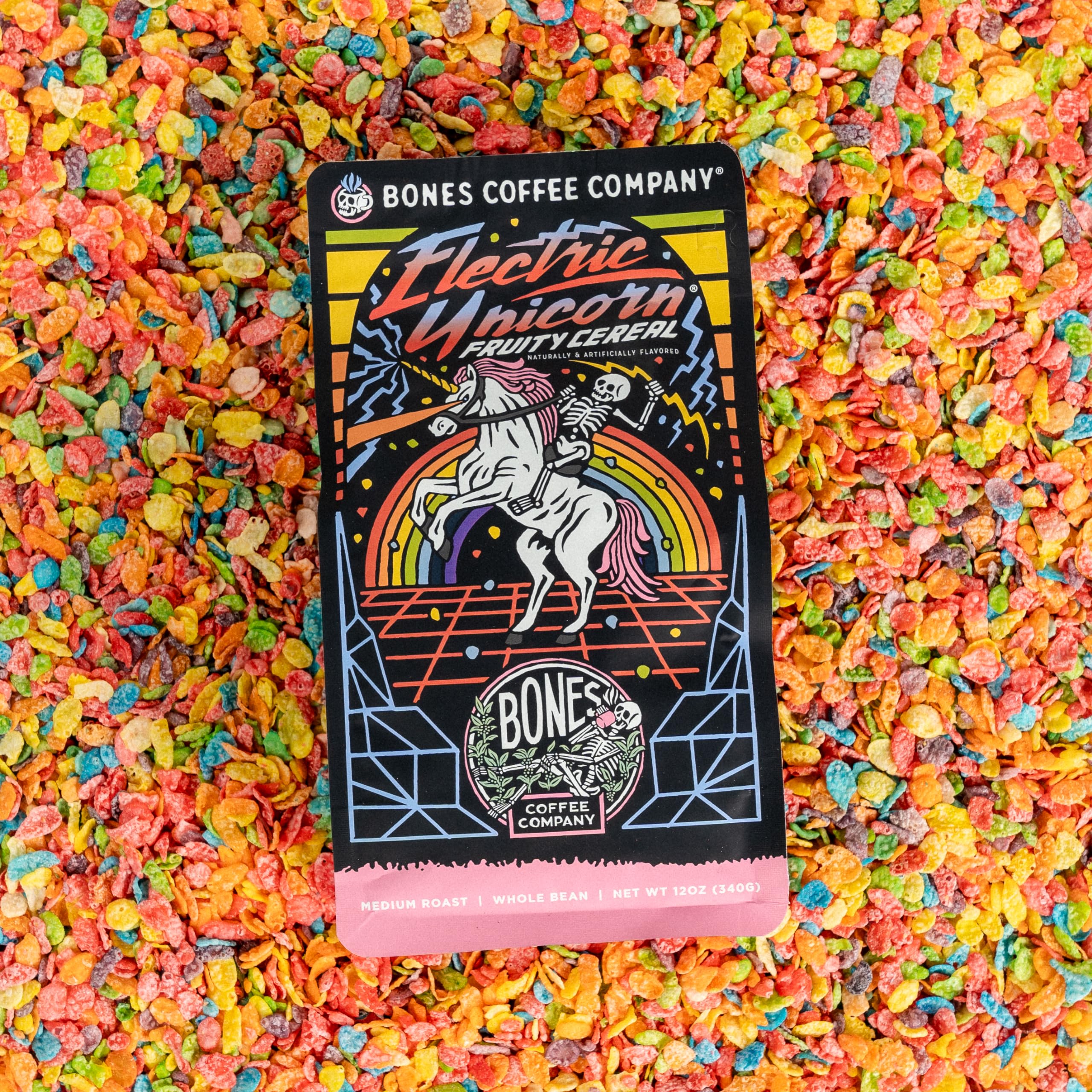 Bones Coffee Company Highland Grog, Butterscotch Caramel Flavored Coffee, Medium Roast Low Acid Arabica Beans Compatible with Auto drip and French Press Coffee Maker, 12 Oz Ground