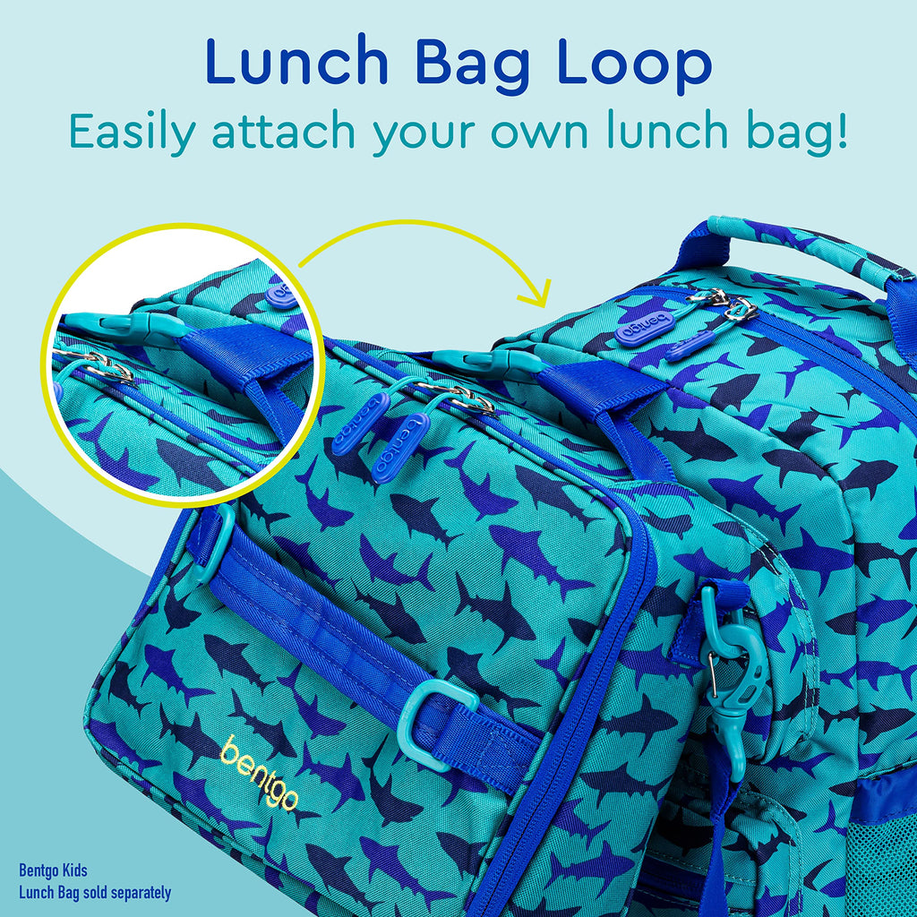 Bentgo Kids Backpack - Lightweight 14” Backpack in Fun Prints for School, Travel, & Daycare, Ideal for Ages 4+, Roomy Interior, Durable & Water-Resistant Fabric, & Loop for Lunch Bag (Trucks)