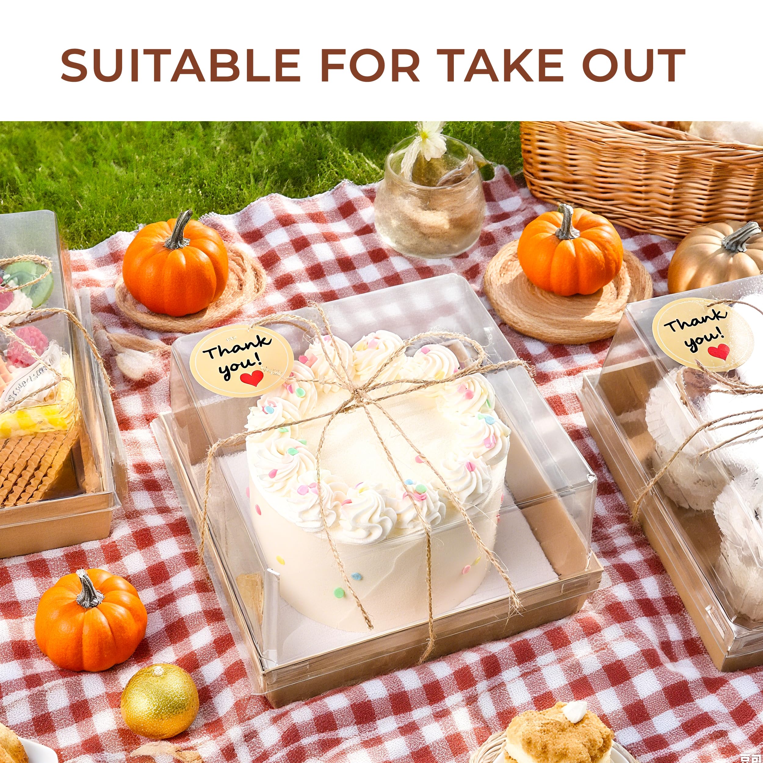 20 Pack Small Cake Boxes Charcuterie Boxes Mini Cake Containers With Lids For 4-6-inch Cake Pudding Sandwich Pie Bakery Dessert(Brown 7x7x4 inch)